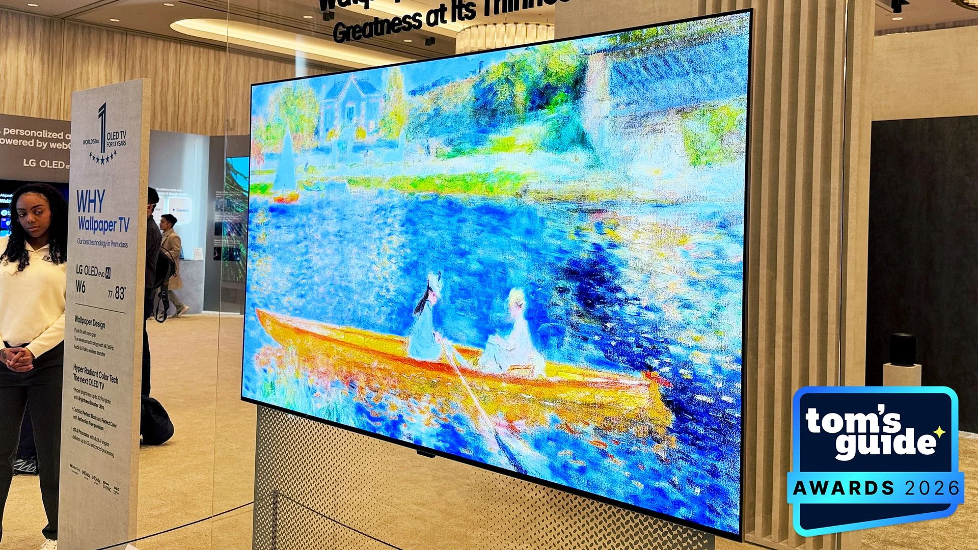 The LG W6 OLED with a TG Awards 2026 badge